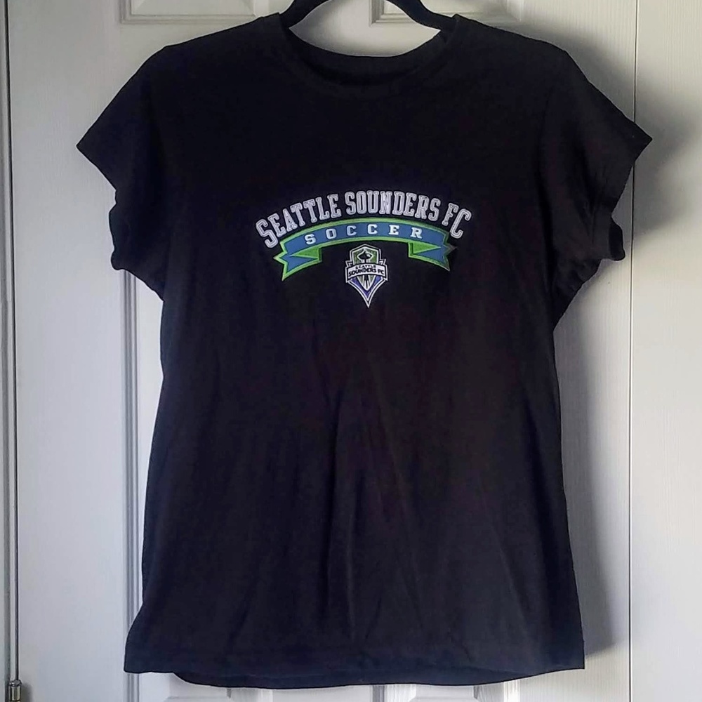 Seattle Sounders Soccer Football Black Tshirt with Embroidered